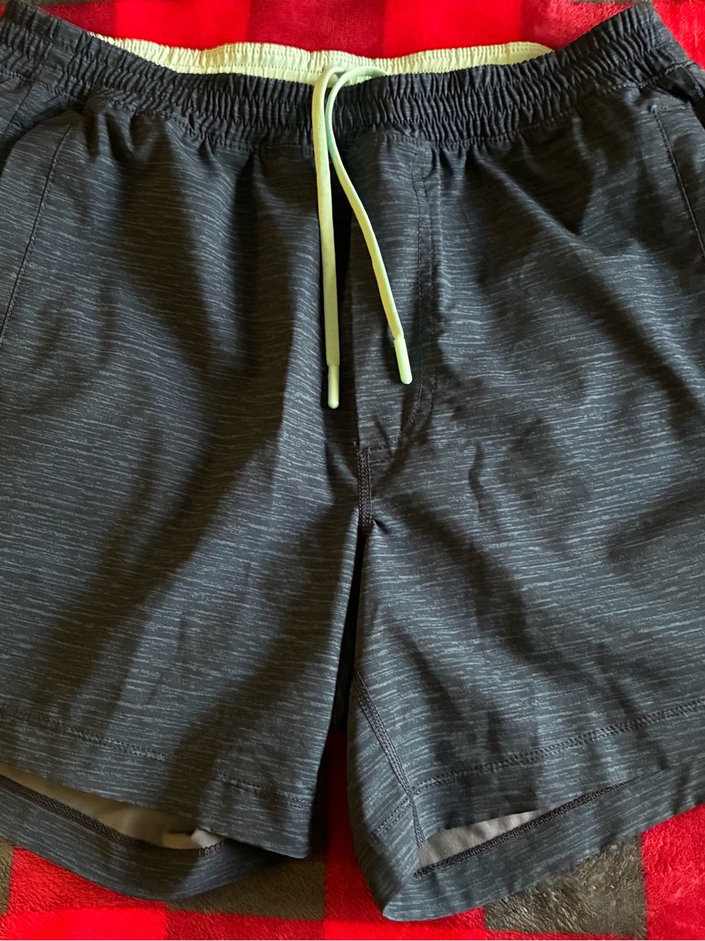 Birddogs Black Heather Athletic Shorts with Lime Drawstring